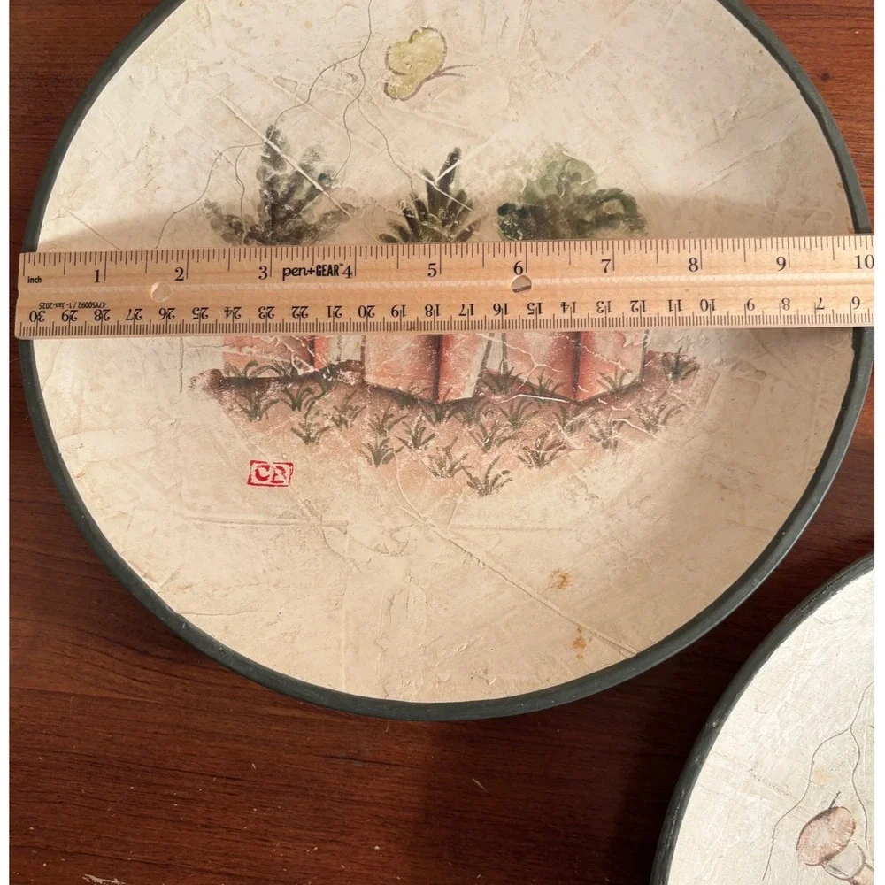 Set of 3 Decorative Plates Garden Watering Can Pots Flowers‎ Rustic Cheri Blum - Picture 9 of 10
